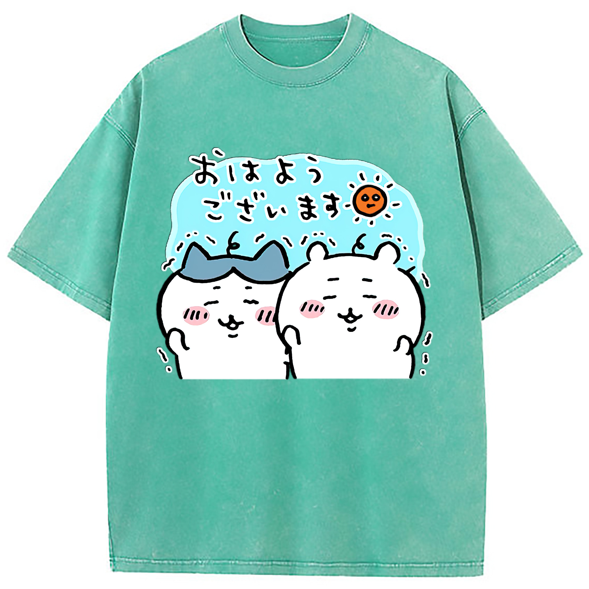 （画像用） ちいかわ ハチワレ Chii-kawa hachiware 綿100% ヴィンテージ風 半袖Tシャツ（フロントプリント）